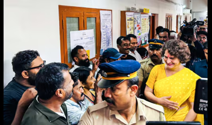 Priyanka Gandhi at Wayanad Polling Station - By-election 2024"