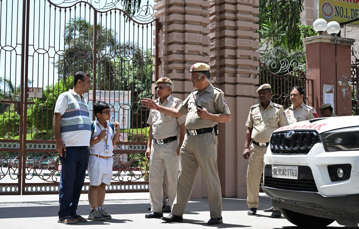 "Delhi schools under bomb threat: Security teams investigate safety measures."